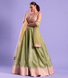 Pink And Green Lehenga Set Gota Patti And Zari Work