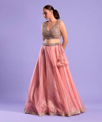 Pink Lehenga Set Cutdana Work 2