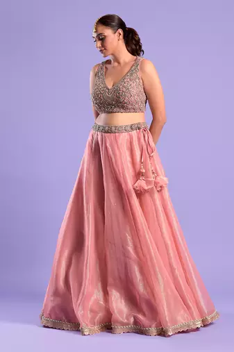 Pink Lehenga Set Cutdana Work