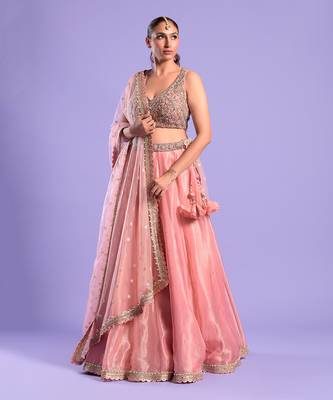 Pink Lehenga Set Cutdana Work 1