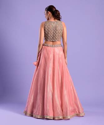 Pink Lehenga Set Cutdana Work 4
