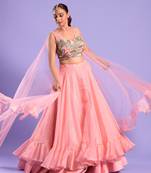 Pink Silk Embroidered Lehenga Choli