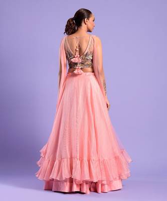 Pink Silk Embroidered Lehenga Choli 4