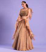 Beige Gold Lehenga Set With Stones And Sequence Work