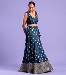 Navy Blue Lehenga Set Zari Work