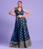 Navy Blue Lehenga Set Zari Work