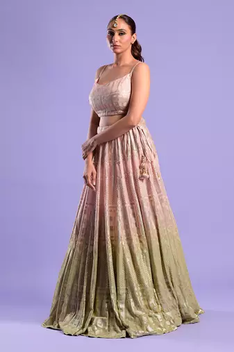 Ombre Lehenga Set All Over Sequence Work