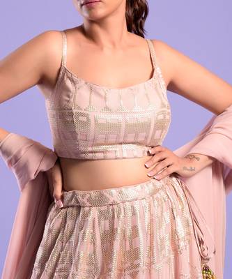 Ombre Lehenga Set All Over Sequence Work 3