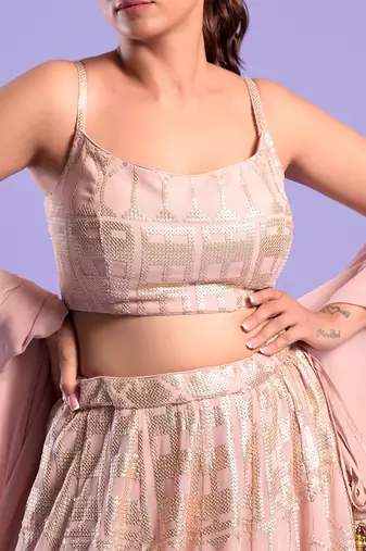 Ombre Lehenga Set All Over Sequence Work