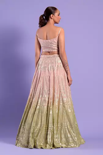 Ombre Lehenga Set All Over Sequence Work