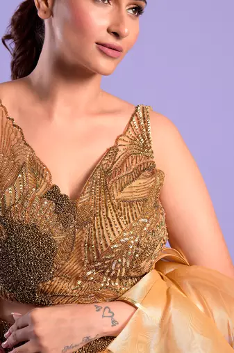 Gold Lehenga Set Cutdana , Sequence And Nalki Work