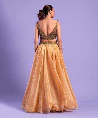 Gold Lehenga Set Cutdana , Sequence And Nalki Work 4