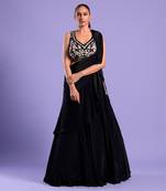 Black Lehenga Set Resham And Sequence Work
