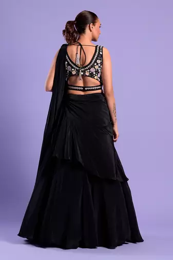 Black Lehenga Set Resham And Sequence Work