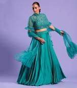 Mint Green Lehenga Set Cutdana And Sequence Work