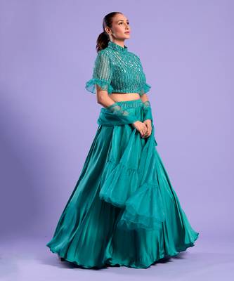 Mint Green Lehenga Set Cutdana And Sequence Work 2