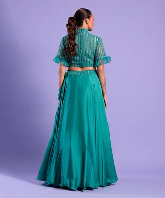 Mint Green Lehenga Set Cutdana And Sequence Work 4