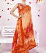 Orange embroidered georgette saree with blouse