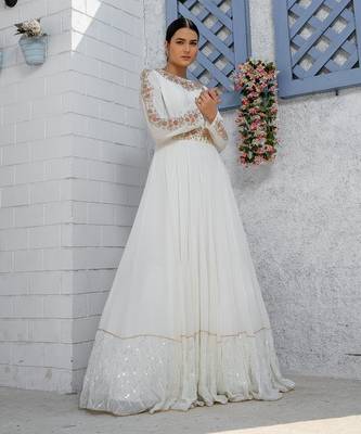 White Kalidar Drape Drape Anarkali Gown 2