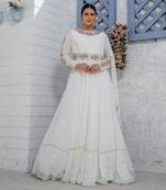 White Kalidar Drape Drape Anarkali Gown