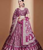 Wine embroidered silk semi stitched lehenga