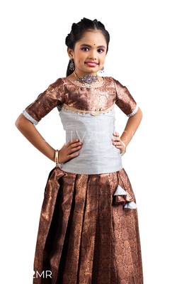 Shivangi Girls Maroon Champangi Pattu Pavadai | Langa 1