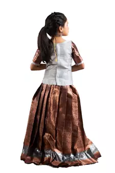 Shivangi Girls Maroon Champangi Pattu Pavadai | Langa