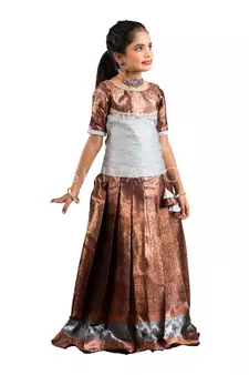 Shivangi Girls Maroon Champangi Pattu Pavadai | Langa
