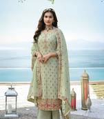 Faux Georgette Embroidered Pastel Green Trendy Salwar Kameez