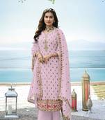 Faux Georgette Embroidered Pastel pink Trendy Salwar Kameez