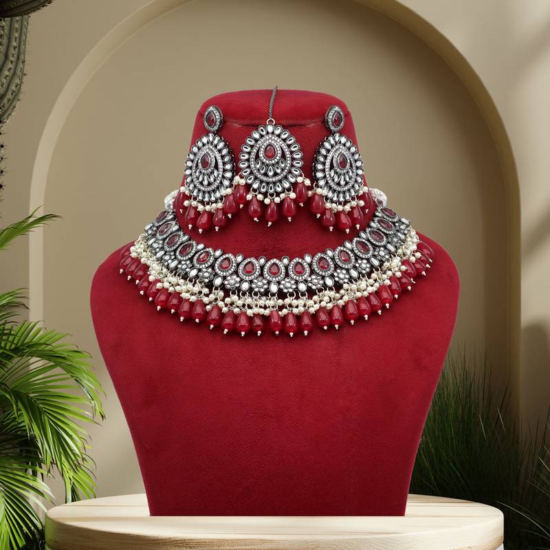 Maroon necklace-sets