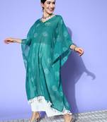 Green printed cotton kurtas-and-kurtis