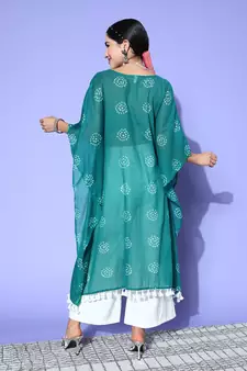 Green printed cotton kurtas-and-kurtis