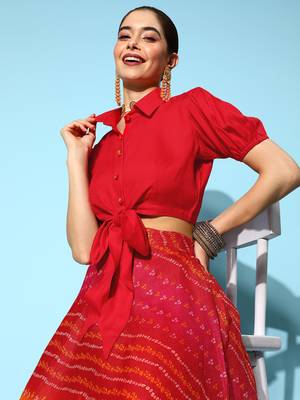 Red printed rayon ethnic-kurtis 1