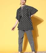 Black printed cotton ethnic-kurtis