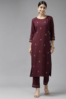 Burgundy printed rayon ethnic-kurtis