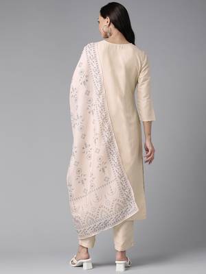 Beige embroidered silk ethnic-kurtis 3