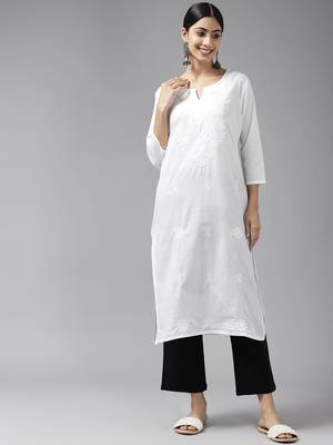 White woven cotton kurtas-and-kurtis 1