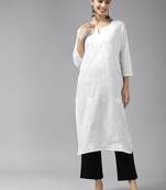 White woven cotton kurtas-and-kurtis
