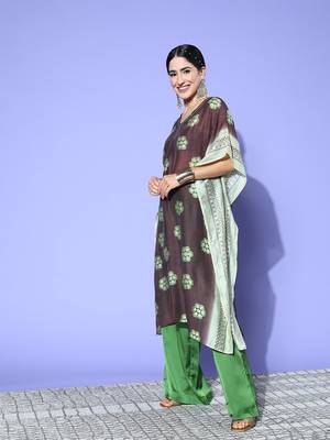 Brown printed silk kurtas-and-kurtis 2