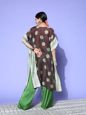 Brown printed silk kurtas-and-kurtis 3