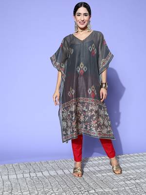 Grey printed silk kurtas-and-kurtis 1