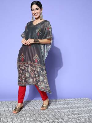 Grey printed silk kurtas-and-kurtis 2