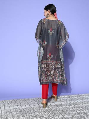 Grey printed silk kurtas-and-kurtis 3