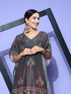 Grey printed silk kurtas-and-kurtis 4