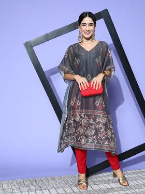 Grey printed silk kurtas-and-kurtis 5