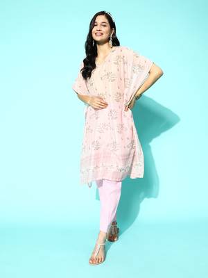 Pink printed silk kurtas-and-kurtis 1