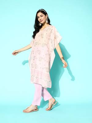 Pink printed silk kurtas-and-kurtis 2