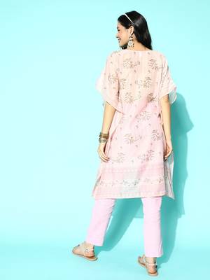 Pink printed silk kurtas-and-kurtis 3