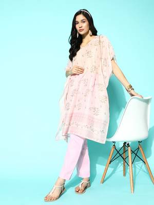 Pink printed silk kurtas-and-kurtis 5